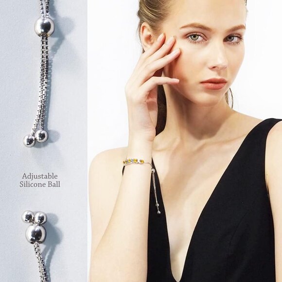 Birthstone Citrine Silver Bolo Bracelet for Women 11-inch Elegant Jewelry - Picture 5 of 5